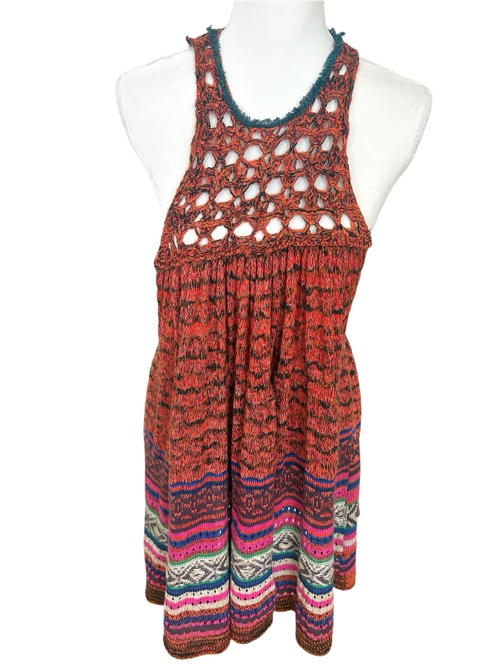 Free People Crochet Yoke Multicolor Knit Sundress